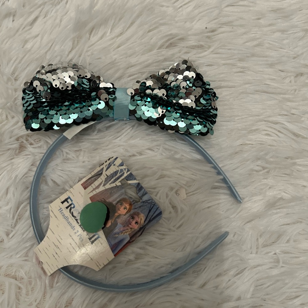 Disney Sequin Bow Headband in Teal and Silver